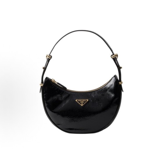 PRADA Arque Naplak hand-held shoulder bag for both men and women, black couple style